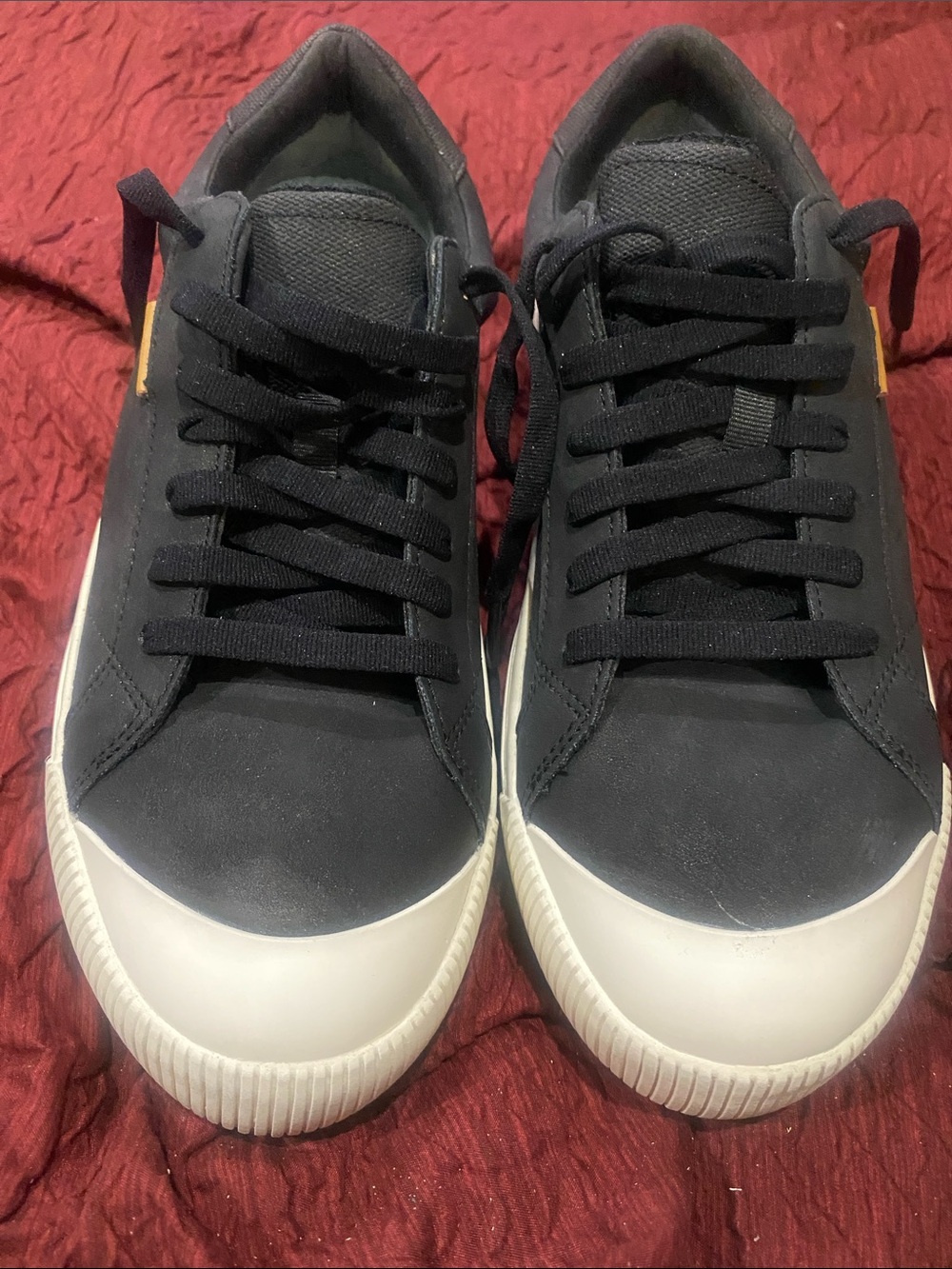 Dr. Scholl's Time Off Black and White Lace-Up Sneakers with Tan Accent